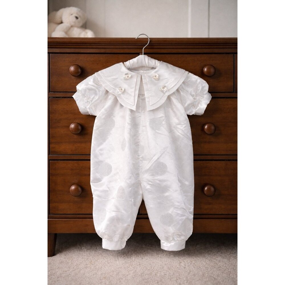 Baby Girl Petit 18 Month White Romper Dressy Outfit Ceremony Wedding Italy